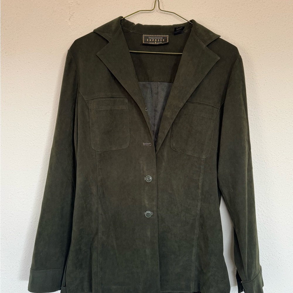 Vintage Express Olive Green “Suede” Blazer Jacket